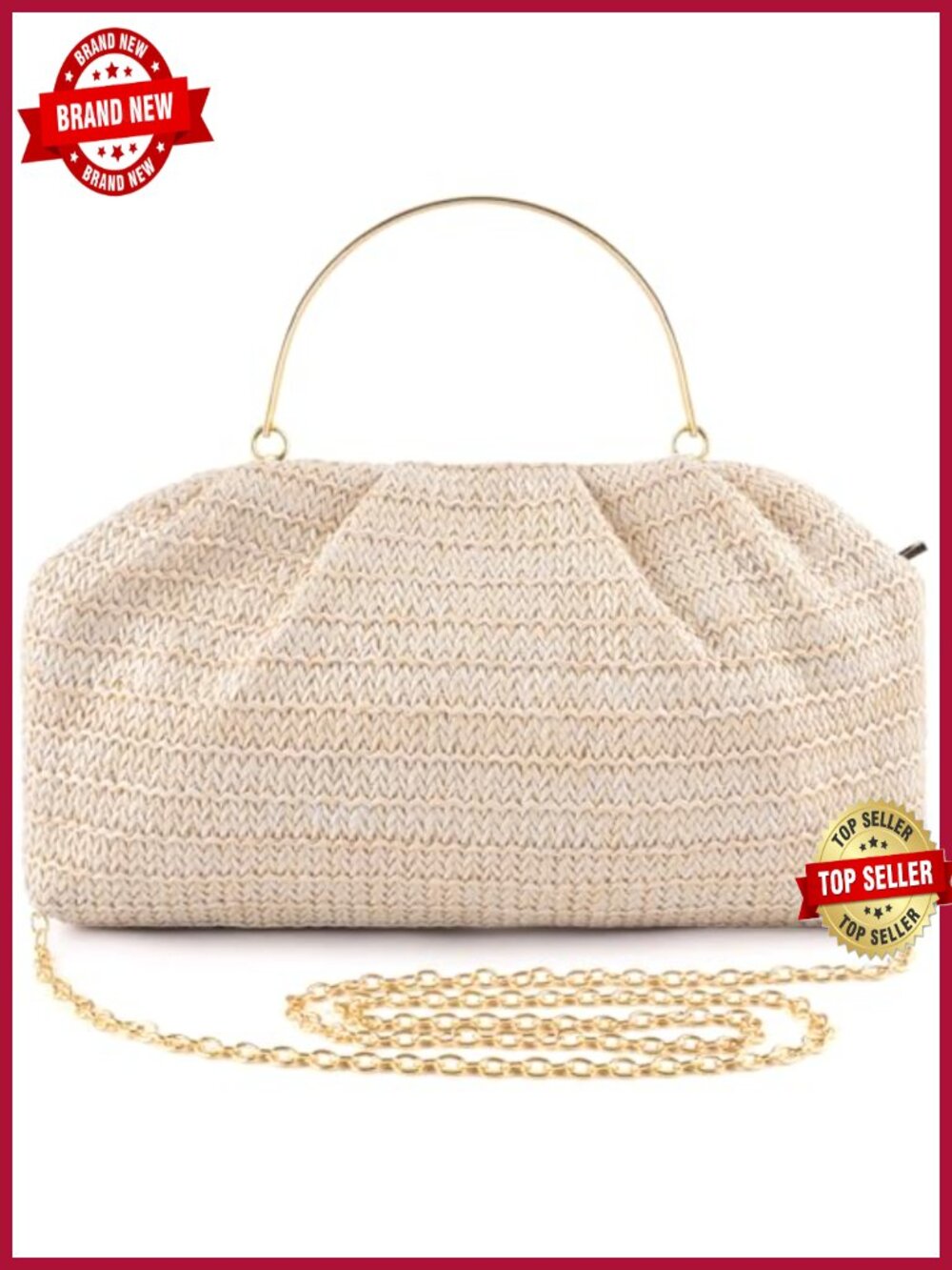 Elegant Pleated Envelope Clutch Purse Crossbody Handbag with Detachable Chain